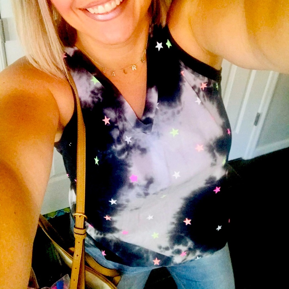 High quality tie dye star accent tank